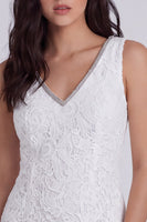 Load image into Gallery viewer, Sparkly Ivory Lace Tight V-Neck Short Graduation Dress with Beading