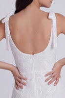 Load image into Gallery viewer, Ivory Floral A-Line Square Neck Short Graduation Dress with Bows