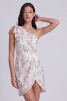 Load image into Gallery viewer, Ivory Tight One Shoulder Floral Short Graduation Dress with Bow