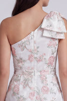 Load image into Gallery viewer, Ivory Tight One Shoulder Floral Short Graduation Dress with Bow