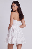 Load image into Gallery viewer, Ivory Corset Floral Ruffled Strapless A Line Short Graduation Dress
