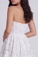 Load image into Gallery viewer, Ivory Corset Floral Ruffled Strapless A Line Short Graduation Dress