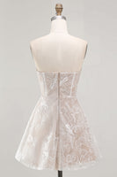 Load image into Gallery viewer, Ivory A-Line Strapless Floral Short Graduation Dress