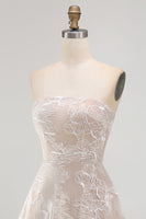 Load image into Gallery viewer, Ivory A-Line Strapless Floral Short Graduation Dress