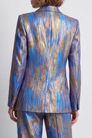Load image into Gallery viewer, Blue Peak Lapel Printed 2 Piece Work Suits with Pockets