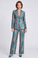 Load image into Gallery viewer, Blue Peak Lapel Printed 2 Piece Work Suits with Pockets