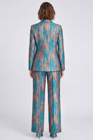 Load image into Gallery viewer, Blue Peak Lapel Printed 2 Piece Work Suits with Pockets