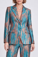 Load image into Gallery viewer, Blue Peak Lapel Printed 2 Piece Work Suits with Pockets
