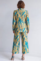 Load image into Gallery viewer, Yellow and Purple Peak Lapel 2 Piece Printed Work Suits