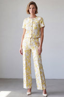 Load image into Gallery viewer, Light Yellow 2 Piece Round Neck Prom Suits with Sleeves