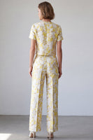 Load image into Gallery viewer, Light Yellow 2 Piece Round Neck Prom Suits with Sleeves