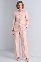 Load image into Gallery viewer, Pink Round Neck Floral Single Breasted 2 Piece Prom Suits