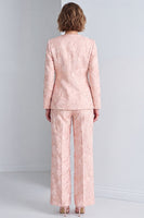 Load image into Gallery viewer, Pink Round Neck Floral Single Breasted 2 Piece Prom Suits