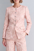 Load image into Gallery viewer, Pink Round Neck Floral Single Breasted 2 Piece Prom Suits