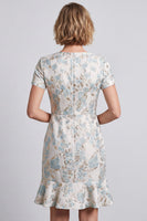 Load image into Gallery viewer, Light Blue V-Neck Ruffled Jacquard Bodycon Short Work Dress