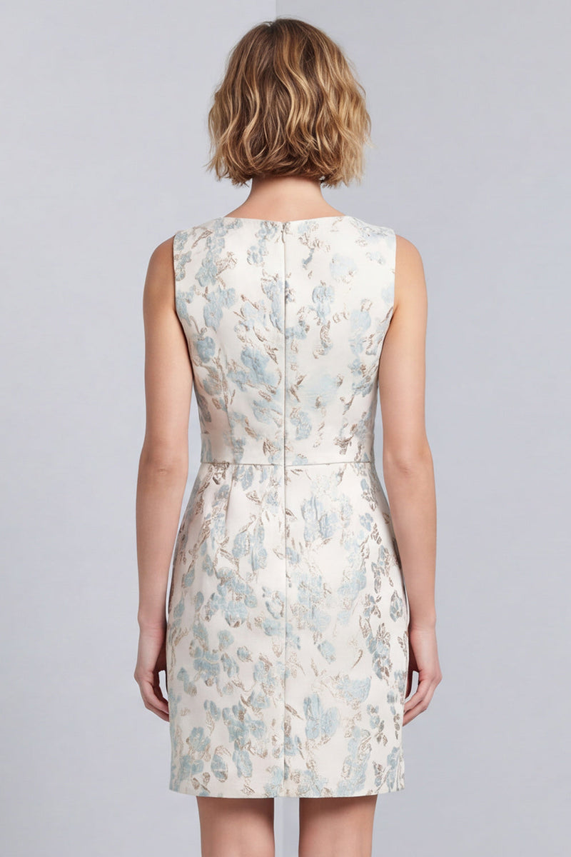 Load image into Gallery viewer, Light Blue V-Neck Bodycon Short Work Dress with Buttons