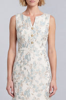 Load image into Gallery viewer, Light Blue V-Neck Bodycon Short Work Dress with Buttons