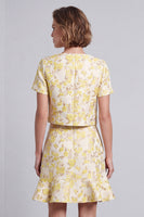 Load image into Gallery viewer, Light Yellow 2 Piece Round Neck Floral Short Prom Suits