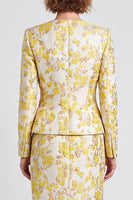 Load image into Gallery viewer, Light Yellow 2 Piece V-Neck Floral Pencil Midi Women Suits