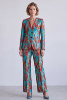Load image into Gallery viewer, Yellow and Purple V-Neck Printed Single Breasted 2 Piece Prom Suits