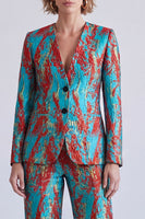 Load image into Gallery viewer, Yellow and Purple V-Neck Printed Single Breasted 2 Piece Prom Suits