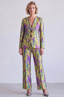 Load image into Gallery viewer, Yellow and Purple V-Neck Printed Single Breasted 2 Piece Prom Suits