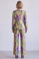 Load image into Gallery viewer, Yellow and Purple V-Neck Printed Single Breasted 2 Piece Prom Suits
