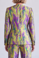 Load image into Gallery viewer, Yellow and Purple V-Neck Printed Single Breasted 2 Piece Prom Suits