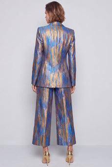 Blue Peak Lapel One Button 2 Piece Work Suits