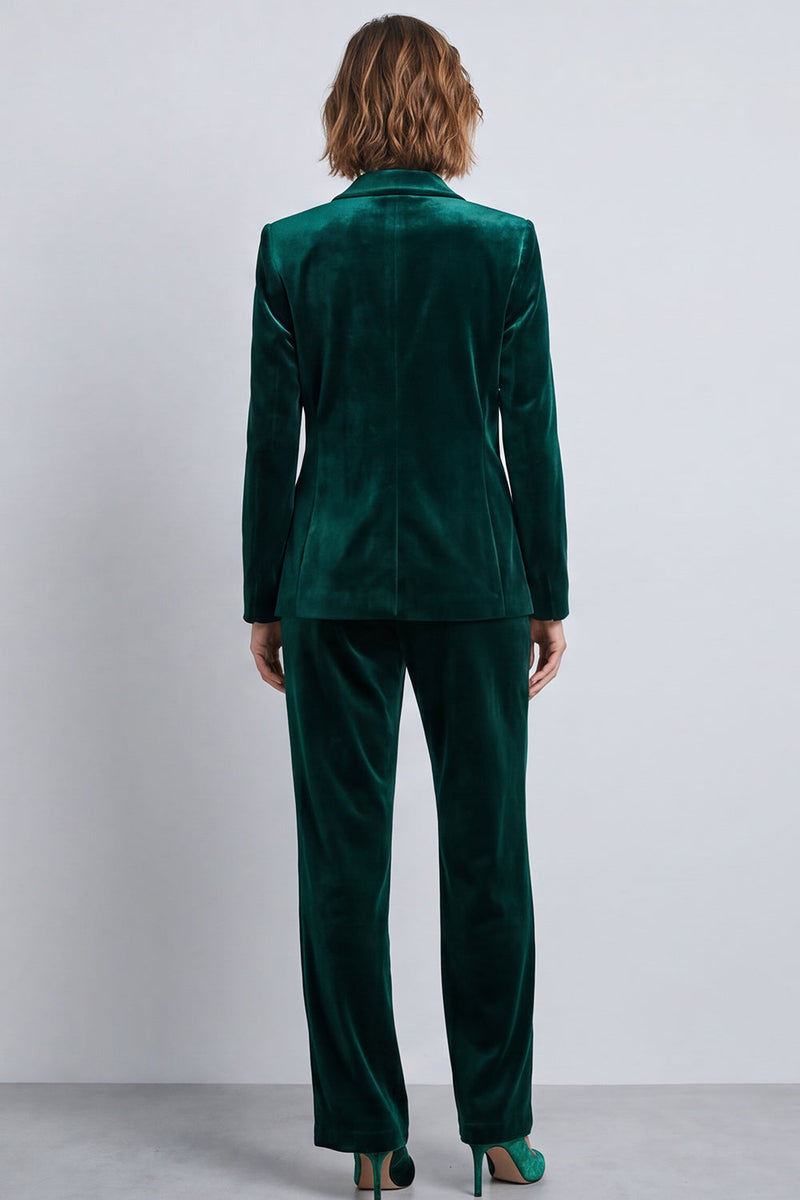 Load image into Gallery viewer, Olive Velvet 2 Piece Double Breasted Peak Lapel Work Suits