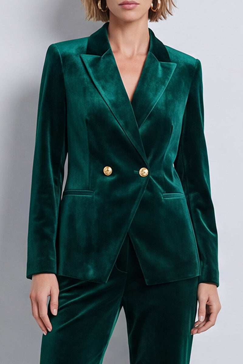 Load image into Gallery viewer, Olive Velvet 2 Piece Double Breasted Peak Lapel Work Suits