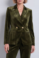 Load image into Gallery viewer, Olive Velvet 2 Piece Double Breasted Peak Lapel Work Suits
