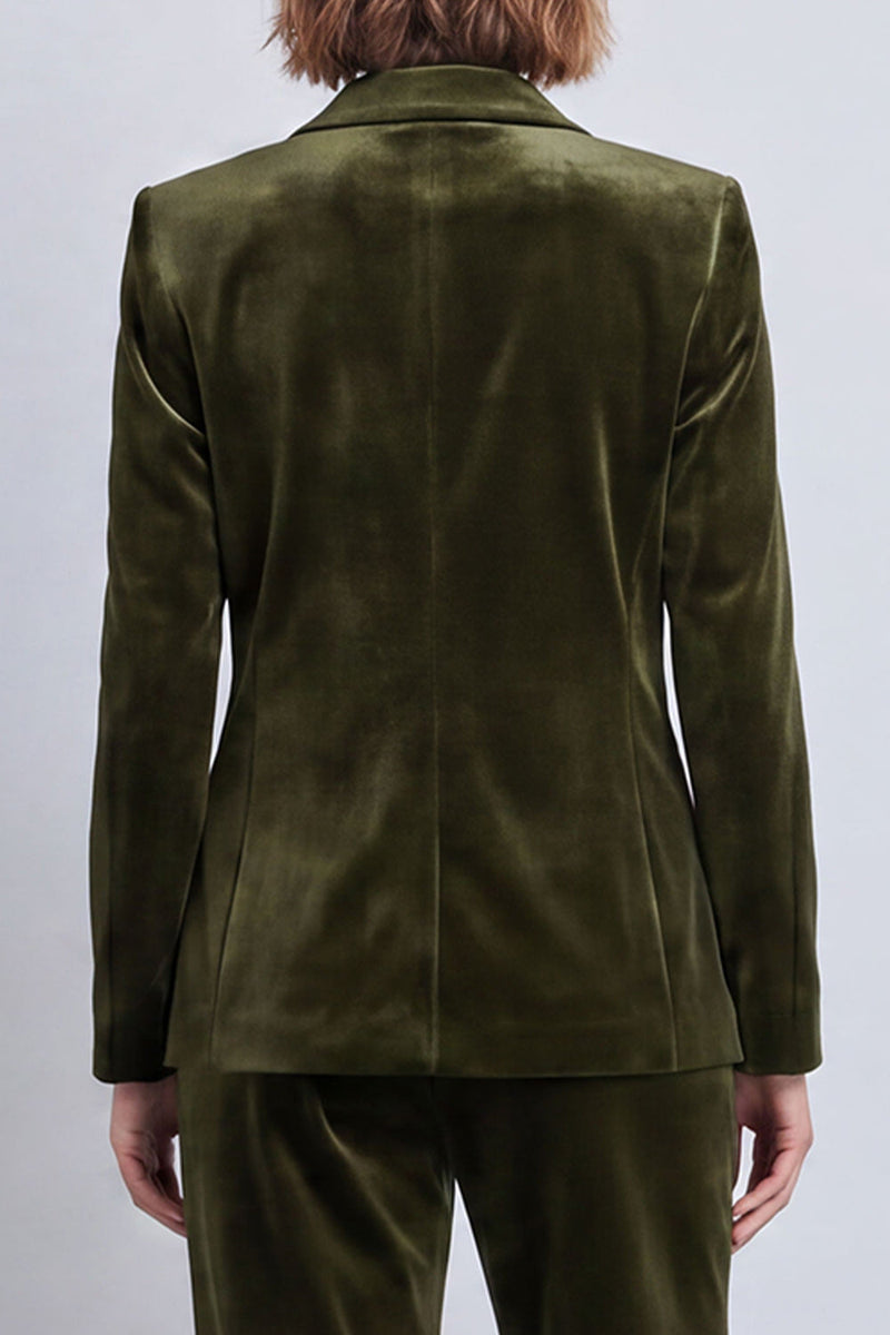 Load image into Gallery viewer, Olive Velvet 2 Piece Double Breasted Peak Lapel Work Suits