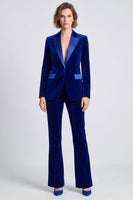 Load image into Gallery viewer, Fitted Royal Blue Velvet Peak Lapel 2 Piece Work Suits