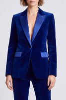 Load image into Gallery viewer, Fitted Royal Blue Velvet Peak Lapel 2 Piece Work Suits