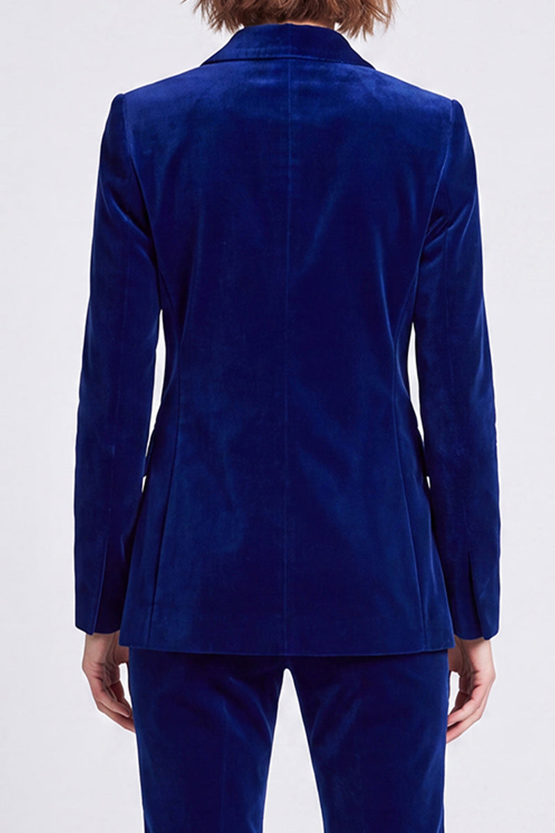 Load image into Gallery viewer, Fitted Royal Blue Velvet Peak Lapel 2 Piece Work Suits