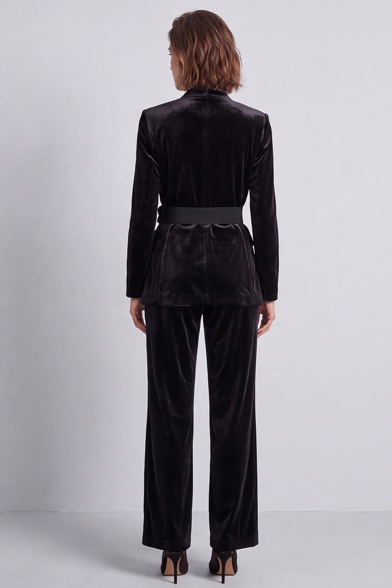 Load image into Gallery viewer, Dark Green V-Neck Velvet 2 Piece Work Suits with 3D Flowers