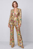Load image into Gallery viewer, Sparkly 2 Piece Gold Peak Lapel Sequins Prom Suits