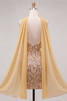 Load image into Gallery viewer, Sparkly Blue Sequin Tight Short Cocktail Dress with Neck Scarf