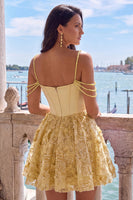 Load image into Gallery viewer, Floral Pink Beaded Cold Shoulder A-Line Short Corset Cocktail Dress