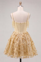 Load image into Gallery viewer, Floral Pink Beaded Cold Shoulder A-Line Short Corset Cocktail Dress