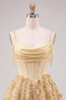 Load image into Gallery viewer, Floral Pink Beaded Cold Shoulder A-Line Short Corset Cocktail Dress