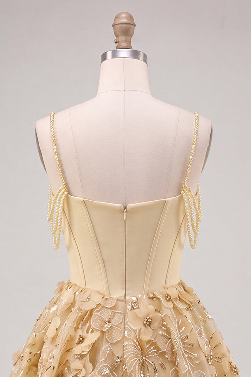 Load image into Gallery viewer, Floral Pink Beaded Cold Shoulder A-Line Short Corset Cocktail Dress