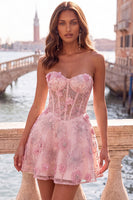 Load image into Gallery viewer, Sparkly Lilac Floral Corset A-Line Short Cocktail Dress
