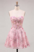 Load image into Gallery viewer, Sparkly Lilac Floral Corset A-Line Short Cocktail Dress