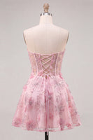 Load image into Gallery viewer, Sparkly Lilac Floral Corset A-Line Short Cocktail Dress