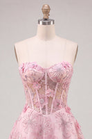 Load image into Gallery viewer, Sparkly Lilac Floral Corset A-Line Short Cocktail Dress