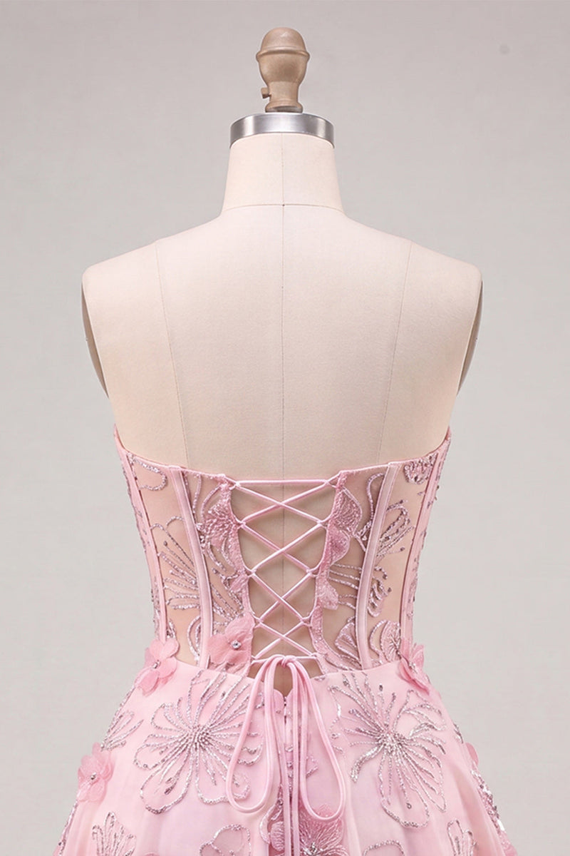 Load image into Gallery viewer, Sparkly Lilac Floral Corset A-Line Short Cocktail Dress