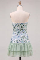 Load image into Gallery viewer, Sparkly Dusty Rose Floral Sequin Ruffled Short Cocktail Dress