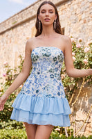 Load image into Gallery viewer, Sparkly Dusty Rose Floral Sequin Ruffled Short Cocktail Dress
